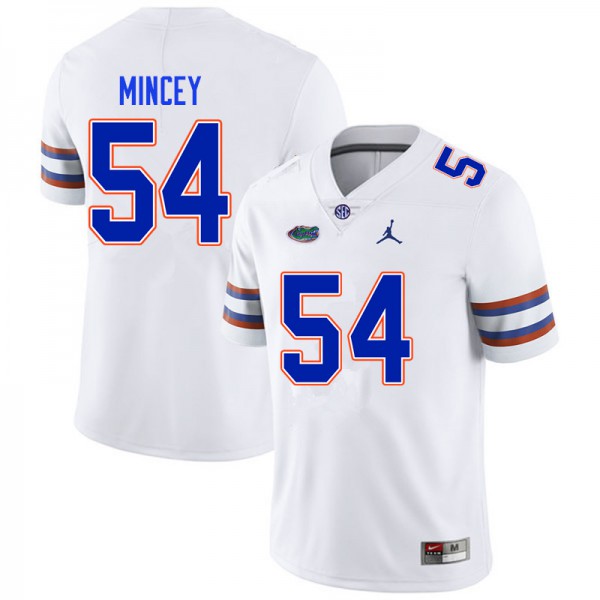 Men #54 Gerald Mincey Florida Gators College Football Jersey White